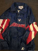 Full view of front of Cleveland Indians Starter windbreaker