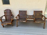 Full view of chair and two-seat bench together