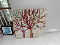 Front view of square canvas showing entire tree design