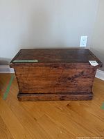 Front view of wooden chest