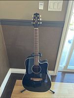 Front view of Takamine EG341C guitar on stand
