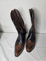 Pair of boots front view, shafts open