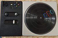 Full view of mixer panel and turntable platter