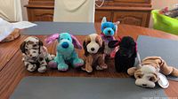 All six Ty Beanie Babies dogs lined up on table