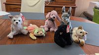 Group shot of all six Ty Beanie Babies on table