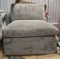 Front angled view of corduroy sofa seat showing full profile