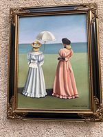 Full view of framed painting showing artwork and frame