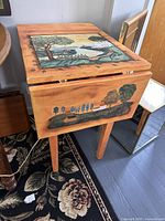 Side table full view showing painted side panel and leaf down