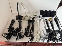 Group view showing all microphones, cables and foam windscreens