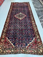 Full view of the runner rug showing entire design and proportions