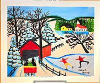 Full view of the Maud Lewis lithograph on mounting board