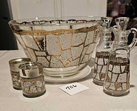 complete Culver Starlyte serving set showing bowl, two cruets, two shakers