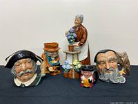 Front view of all five ceramic items