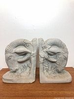 Front view showing both concrete ram head bookends