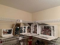 Assortment on shelf showing two buildings, carriage insert and trees