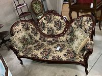 Front angled view of entire settee and cushions