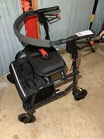 Overall view of Nexus rollator showing hand brakes, seat and frame