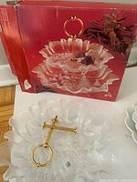 Frosted glass plates, gold-tone hardware, box