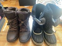 Both pairs of boots side by side
