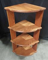 Full view of oak 4-shelf corner stand