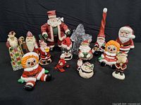 Group shot of all Christmas figurines and decor showing quantity and variety