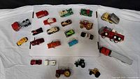 Group shot of all 25 miniature vehicles on white background