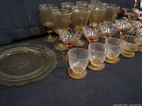 Group view showing goblets, coupes, tumblers and plate