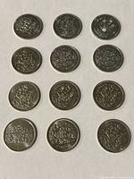 Full layout of 12 Canadian 50-cent coins