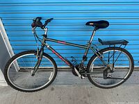 Full left side view showing entire bicycle and accessories