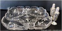 Crystal platter and pair of silver overlay shakers overall view
