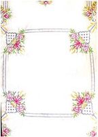 Full view of tablecloth showing square layout and embroidered corners