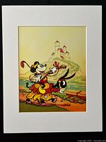 Front view of matted Mickey Mouse animation cel
