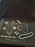 Group shot of entire jewelry lot on dark cloth
