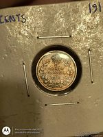 Reverse of 1919 Canada 5¢ silver coin in 2×2 holder