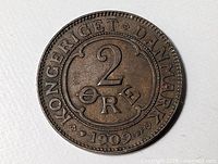 Reverse side showing denomination 2 Øre, legend and date 1909