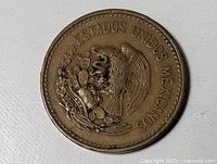 Obverse showing ESTADOS UNIDOS MEXICANOS eagle and snake design