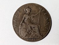 Reverse view showing Britannia design and date 1916