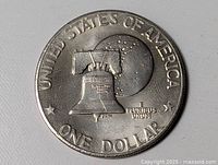 Reverse: Liberty Bell over moon with legends