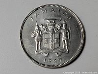 Full view of 1989 Jamaica coin obverse