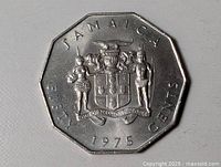 Full view of obverse side showing legend, coat of arms, date