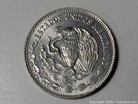 Reverse showing Mexican coat of arms and legend "ESTADOS UNIDOS MEXICANOS"