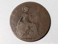 Reverse view showing Britannia and 1920 date