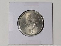 Coin reverse showing crowned lion and value