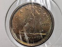 Close-up of reverse showing Bluenose design and 2009 date