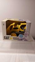 Front view of boxed CAT Tough Rigs bulldozer toy