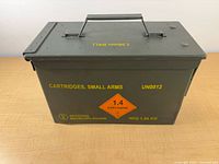 Front view showing UN0012 1.4 explosive label and carry handle