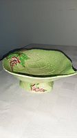 Full view of Carlton Ware Foxglove leaf pedestal serving bowl