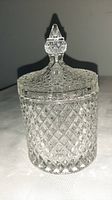 Full view of crystal jar with lid assembled