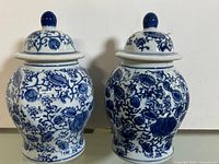 Front view of both ginger jars with lids