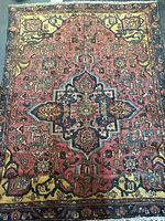 Full view of the Borujerd rug showing overall pattern and colors